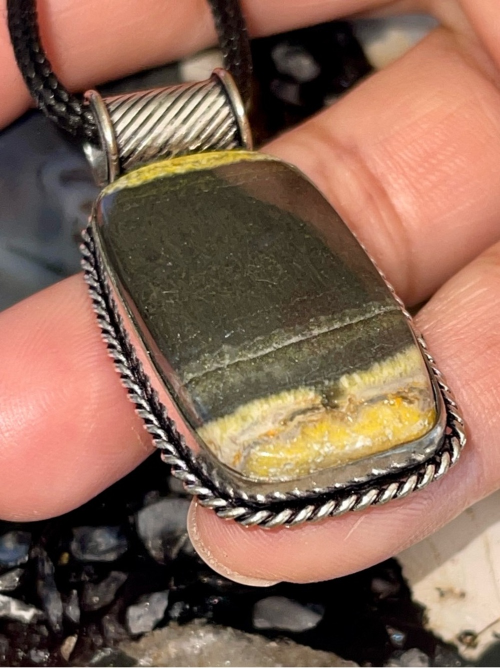Indonesian Bumblebee Jasper Pendant 1 7/8”